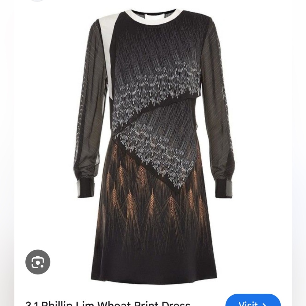 3.1 Philip Lim Handkerchief Asymmetrical wheatgrass field print dress